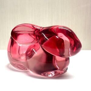 Indiana Glass Bunny Rabbit Hare Pink Glass Votive Candle Holder Figurine